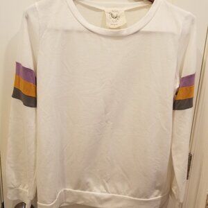 Fantastic Fawn Mardi Gras Small Long Sleeve Woman's Top Purple Green Gold